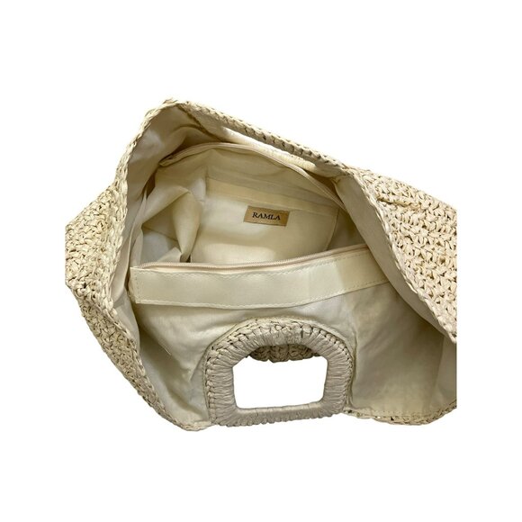 Anthropologie Natural Beige Ramla Woven Raffia Clutch Handbag - Picture 4 of 4